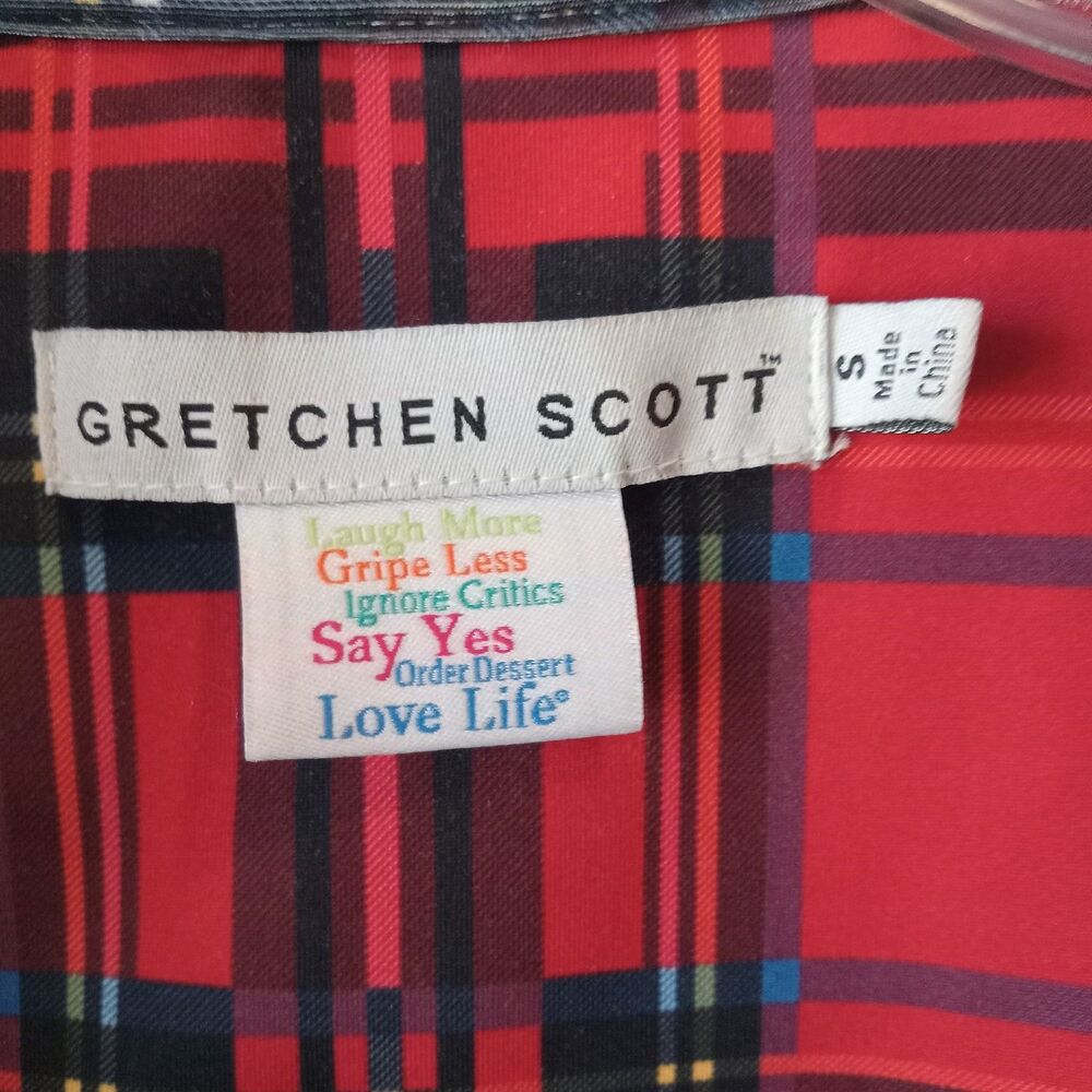 Gretchen Scott Size Small Ruffneck Top Plaidly Cooper - Picture 3 of 5